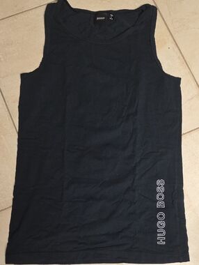 Hugo Boss Men's Black Tank Top with White Logo